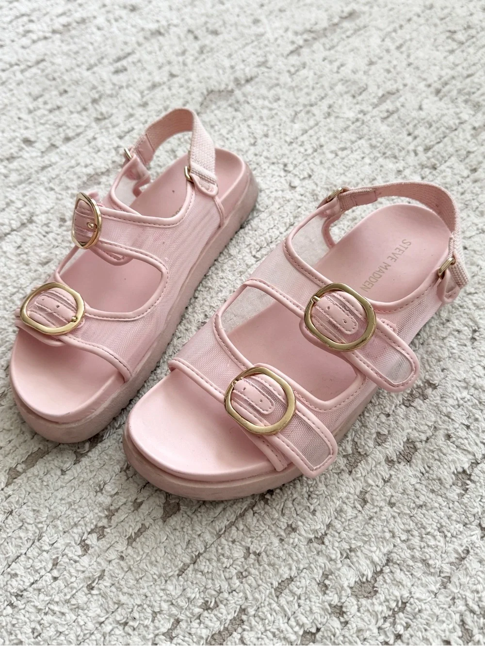 Steve Madden Light Pink Buckle Strap Sandals for Kids